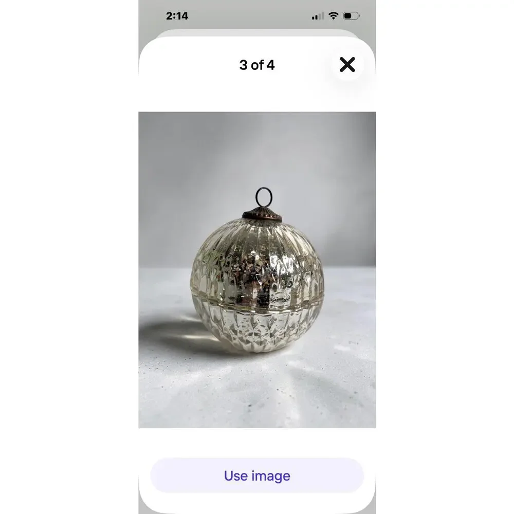 Silver Mercury Glass Ornament Candle Shimmery Glow Use L.E.D Or Your Own Candle